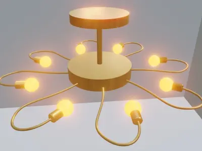 Flower Design 8 Figure Chandelier Ceiling Light 3D model