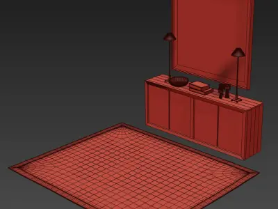 RECLAIMED RUSSIAN OAK PANEL 4-DOOR WOOD SIDEBOARD 3D model