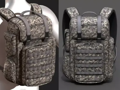 Backpack military combat soldier bag baggage  Low-poly 3D model