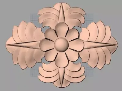 Door flower 3D relief STL Model for CNC woodworking carving E327 3D model