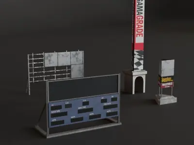 Old Race Track Props KITBASH Low-poly 3D model