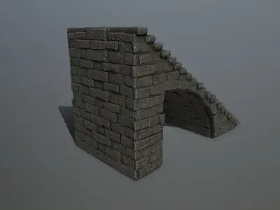 stairs stone wall Low-poly 3D model