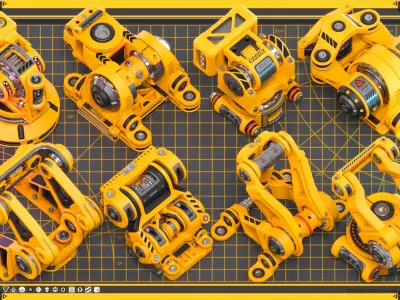 Sci-Fi Hard Surface Mechanical KITBASH 420 DETAILS 3D model