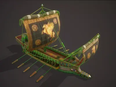 Ancient Ship Trireme 01 Low-poly 3D model