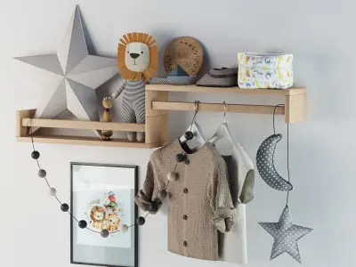 Kids shelf set 02 3D model