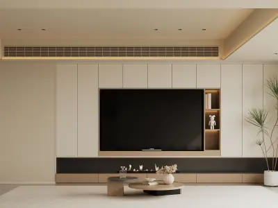 Warm  modern living room scene 3D model