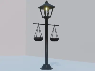Street Lamp with Hanging Baskets 3D model