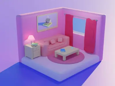 Living Room Low-poly 3D model