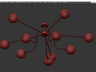 AGIRA modern chandelier with brass and glass balls Low-poly 3D model