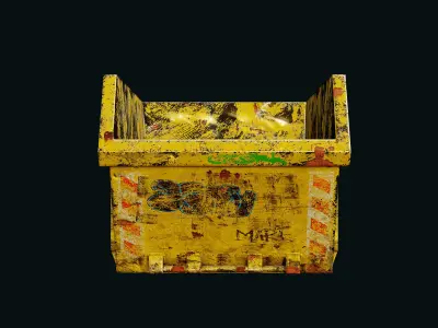 Open dumpster for construction garbage Low-poly 3D model
