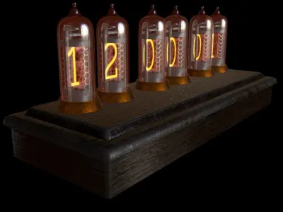 Nixie Tubes Clock Prop Low-poly 3D model