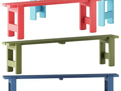 Weekday Bench L140 and L190 by Hay 3D model