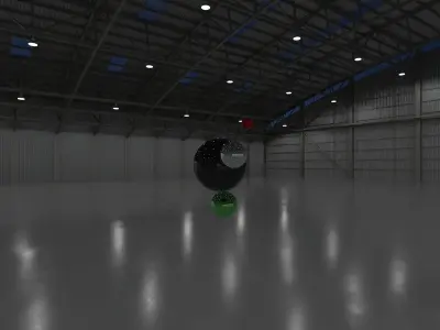 HDRI - Airplane Hangar Interior 8b - 8192x4096 -  v2 - NIGHT Texture