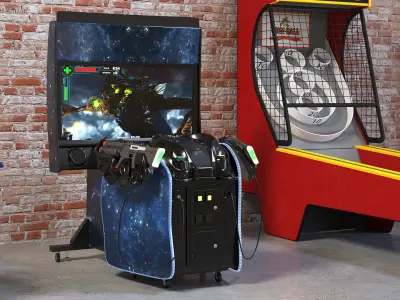  Cosmic Arcade Game Machine On State Rigged for Maya 