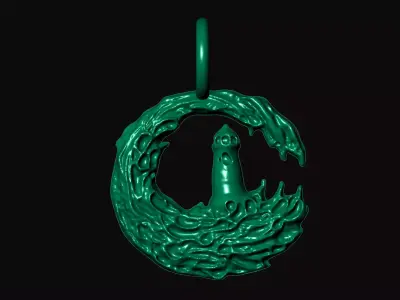 The light house gothic pendant charms - one inch pendant 3D print model