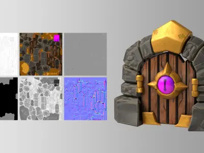 Stylized Fantasy Door Low-poly 3D model