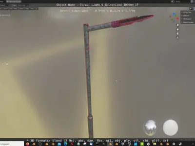 Street Light 1 Galvanized 3000mm 1F Low-poly 3D model