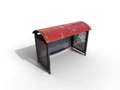 Old modern bus stop Terror Low-poly 3D model