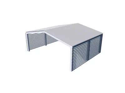 Modern Double Car Carport  Steel Frame Shelter Low-poly 3D model
