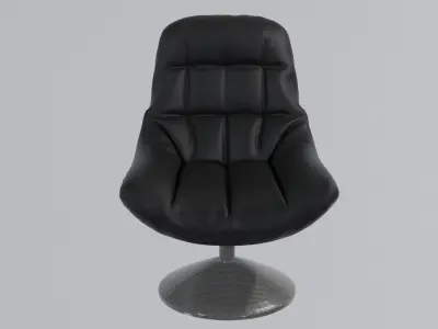 Modern Black and Brown Leather Lounge Chair with Metallic Base 3D model