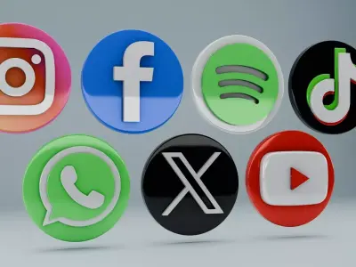 3D social media logos 3D model