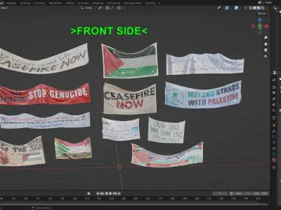 Wall Hanging 3D Banner Low-poly 3D model