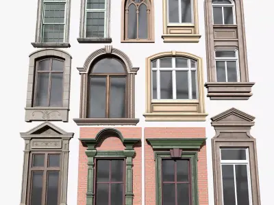 Classic Cartoon style of PBR Modular Windows Collection 2 Low-poly 3D model