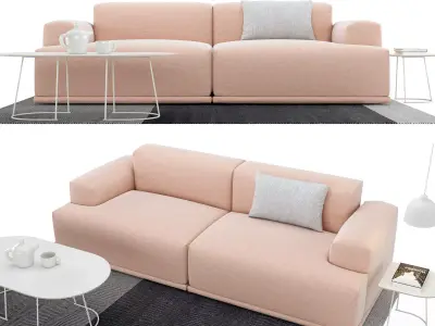 Sofa set two muuto sofas and coffee table 3D model
