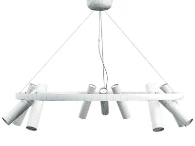 Black Mutil Pipe Chandelier 9 Lamps 3D model