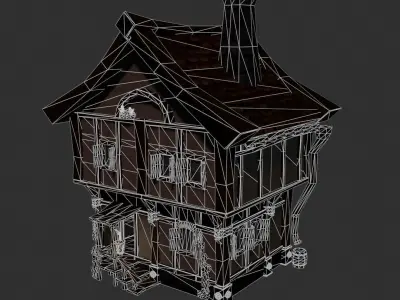 Stylized house Low-poly 3D model