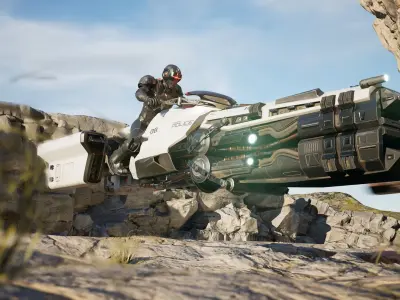 Hover Bike Sci-fi Police Vehicle 3D Model 3D model