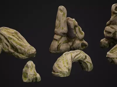 Stylized Rock Game-Ready Environment Pack Low-poly 3D model