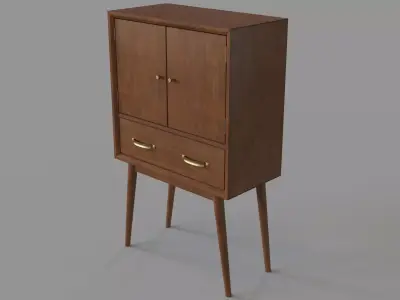 Mid Century Modern Wine Cabinet Brown 3D model