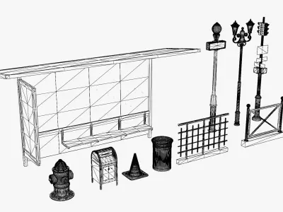 City Kitbash Vol1 - City Props Low-poly 3D model