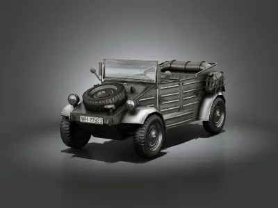 Low Poly VW Type 82 Kubelwagen Low-poly 3D model