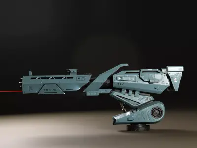 Sci-Fi Turret Gun Low-poly 3D model purchase