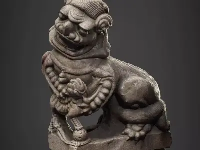 Chinese ancient Lion Sculpture  Low-poly 3D model