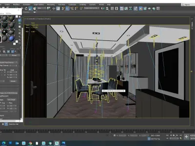 DINING room with marble table and chairs 3D model