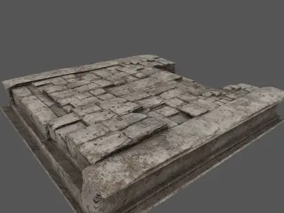 Stairs stone wall with bricks Low-poly 3D model