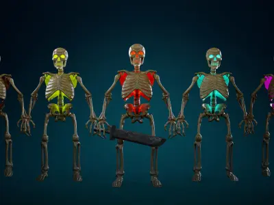 Skeleton Undead Warrior Yellow - Lowpoly - Game Ready  Low-poly 3D model