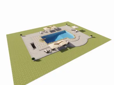 Swimming pool 3D model 10