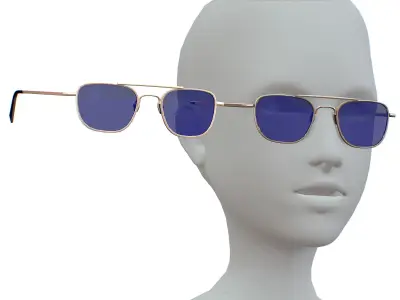 Cartoon High Poly Subdivision Aviator Sunglasses Low-poly 3D model