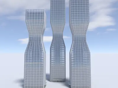 Tower 5 two skyscrapers - two skyscrapers 3D model