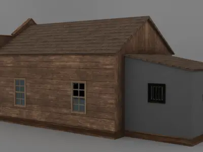 Western Sheriff Office and Jail Low-poly 3D model