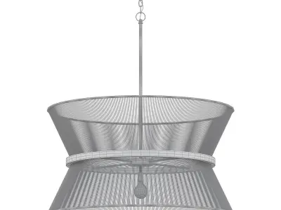8 Light chandelier with mesh shade and gold finish 3D model