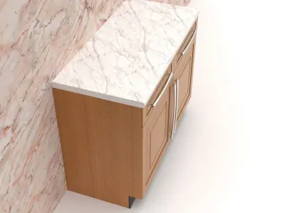 Contemporary Kitchen Unit with Marble worktop   Free low-poly 3D model