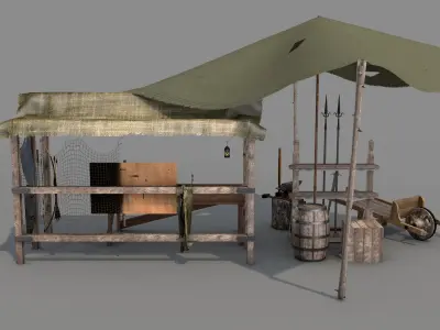 Medieval Market Stall 02 3D model