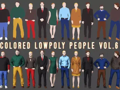 Colored Lowpoly People Low-poly 3D model