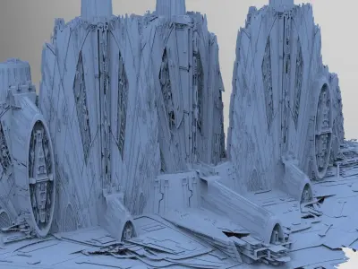 Sci-Fi City dystopia City Ruin High Tech Kit bash 3 3D model