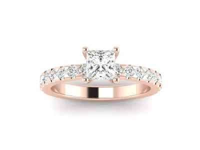 Women solitaire Princess Stone ring 3dm stl render detail  3D print model